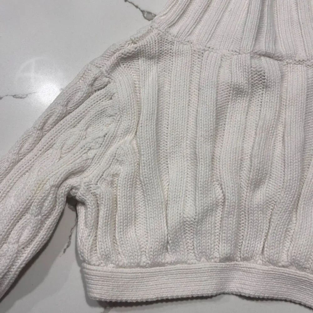 GAP | Girls Ribbed Cream Knit Cropped Button Sweater Size 4/5 XS